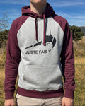 Sweat Capuche Juste Fais-Y Bordeaux/Gris