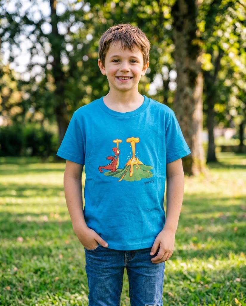 T-Shirt Yaka'Y Enfant - Dragon Bleu