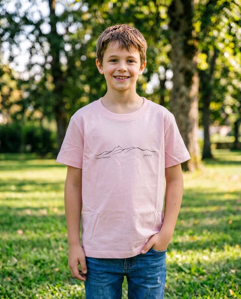 T-Shirt Yaka'Y Enfant - Chaîne des Volcans Rose