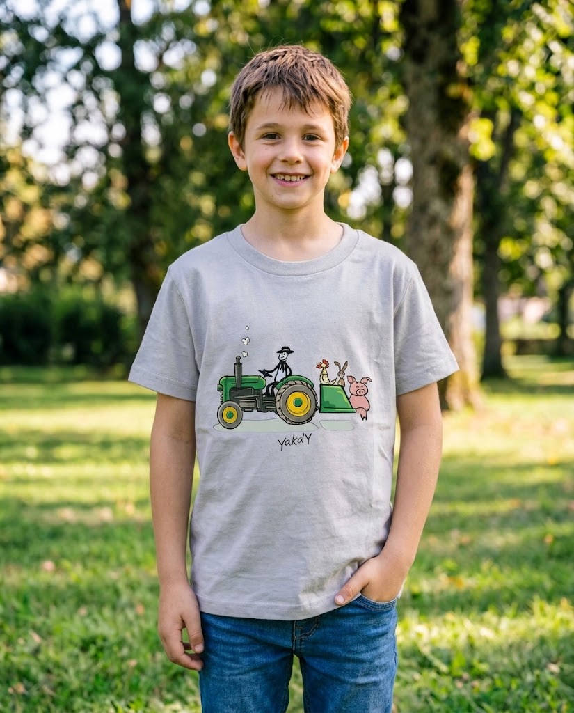 T-Shirt Yaka'Y Enfant - Tracteur Gris