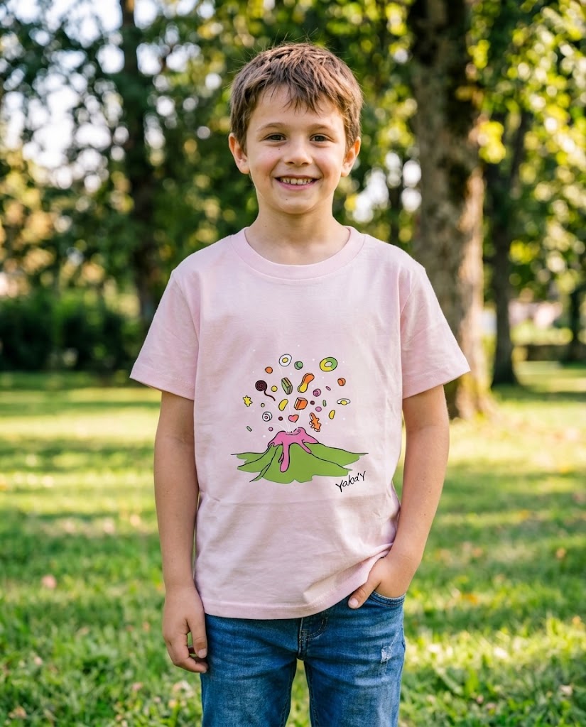 T-Shirt Yaka'Y Enfant - Volcans de Bonbons Rose