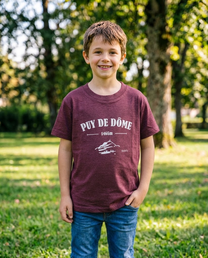 T-Shirt Yaka'Y Enfant - Puy de Dôme 1465m Bordeaux