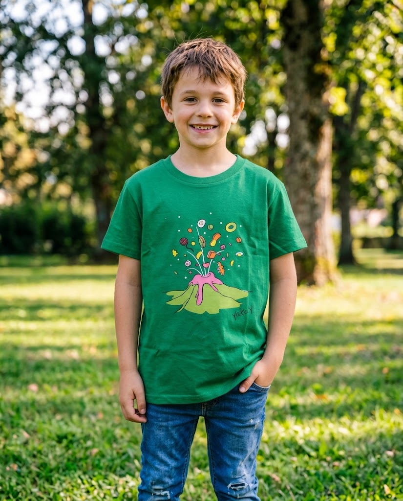 T-Shirt Yaka'Y Enfant - Volcans de Bonbons Vert