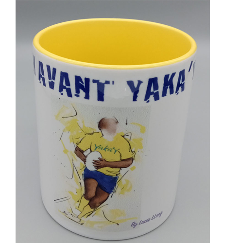 Mug bicolore Rugby auvergnat de couleur jaune